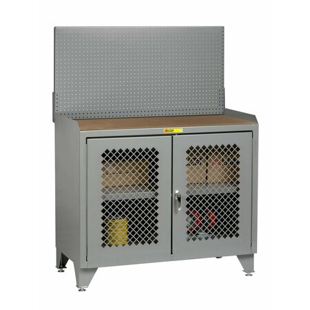 LITTLE GIANT Counter Height Bench Cabinet, 36"W, Perf Doors, Hardboard, Pegboard MHP3LL2D-2436PB